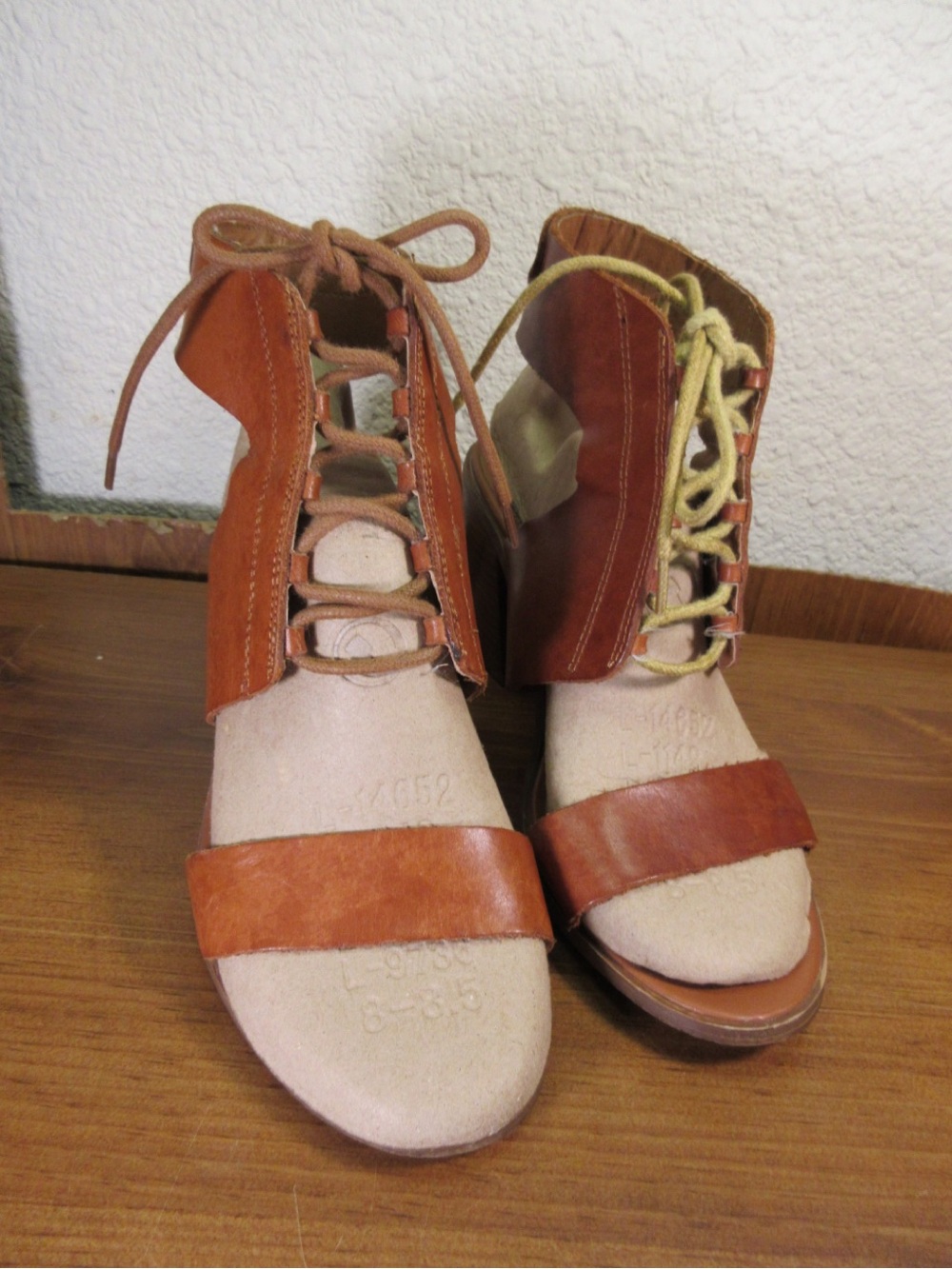 Steve Madden Cognac Lace-Up Open-Toe Heels